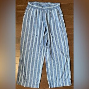 Old Navy Linen Chambray Blue and White Striped Wide Pants